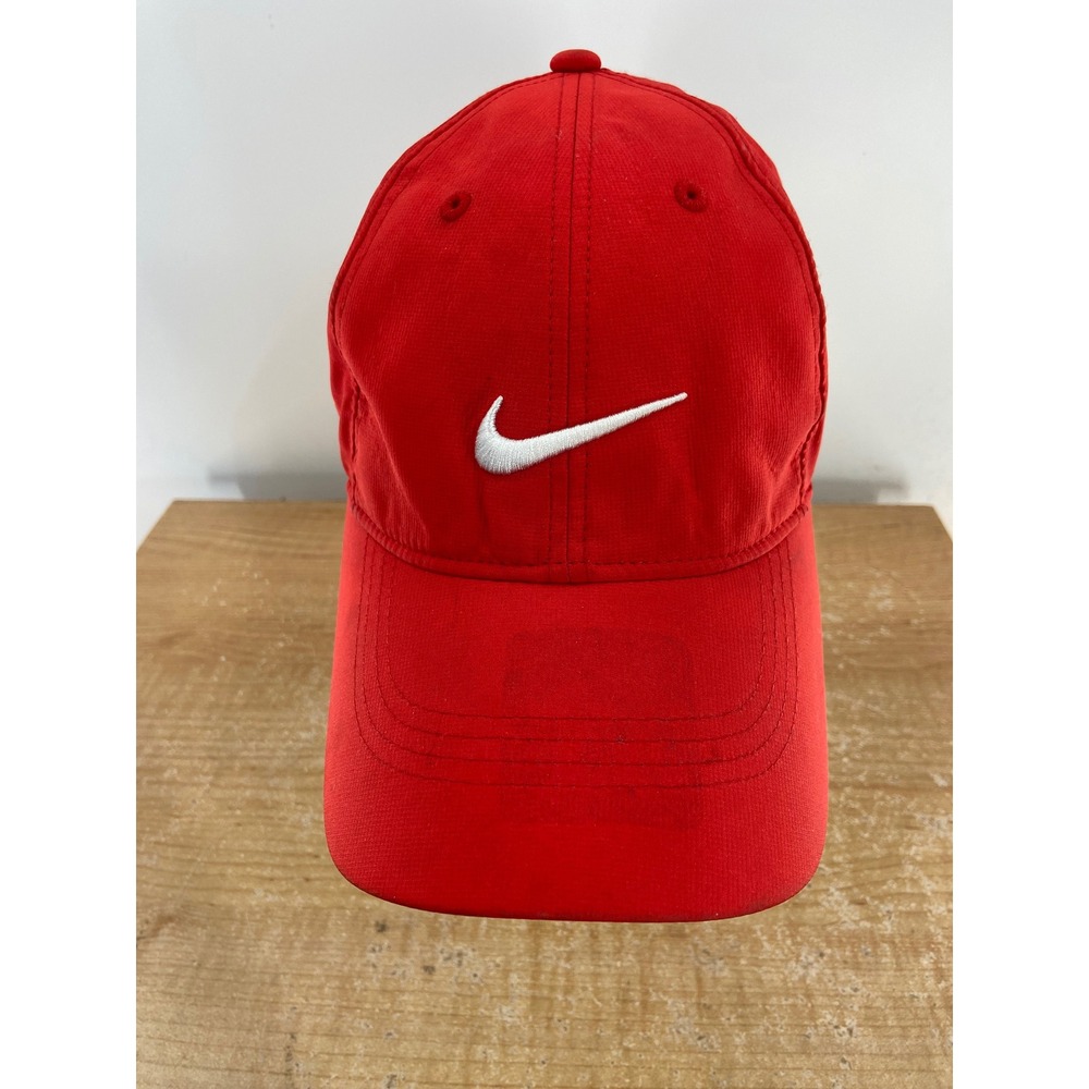 Nike Legacy91 Dri-FIT Mens Adjustable Baseball Hat Red White Swoosh Logo Cap